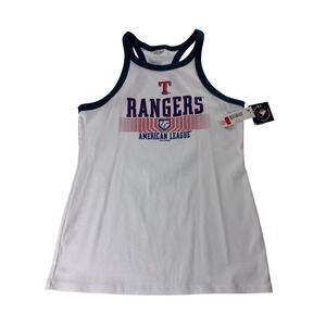 Soft as a Grape Texas Rangers MLB Tank Top XL White Navy Ribbed Racerback New